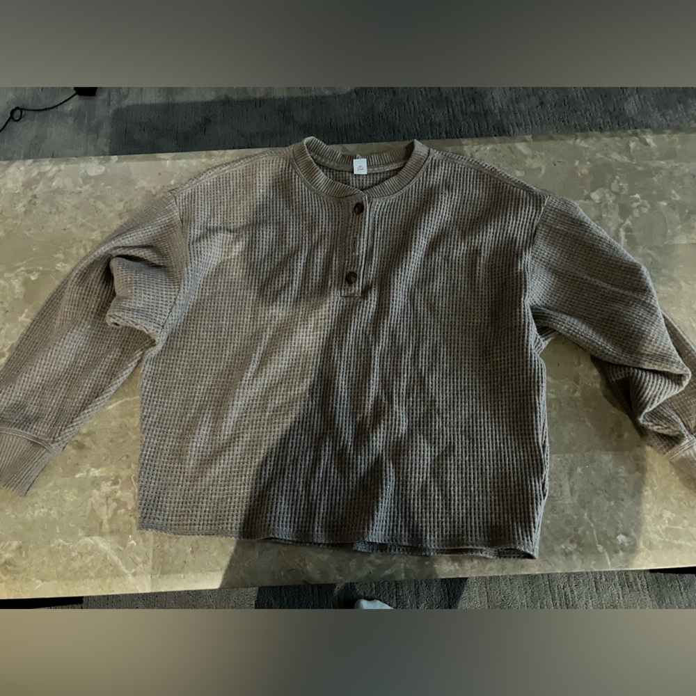 Old Navy Taupe Waffle Knit Top